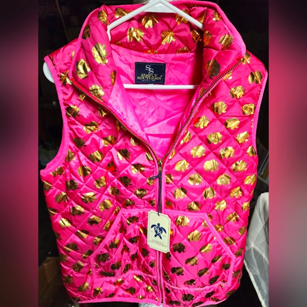 Simply southern XL Pink and Gold Elephant Vest